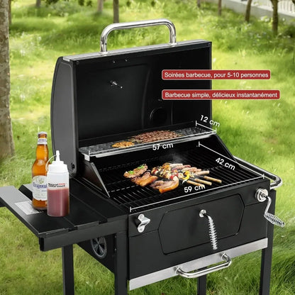 24-Inch Charcoal Grill with Foldable Side Table